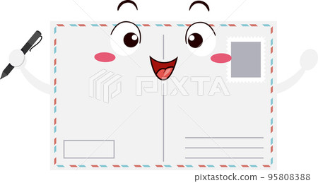 Mascot Back Postcard Pen Illustration 95808388