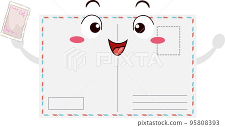 Mascot Postcard Back Stamp Illustration Mascot Postcard Back Stamp Illustration 95808393
