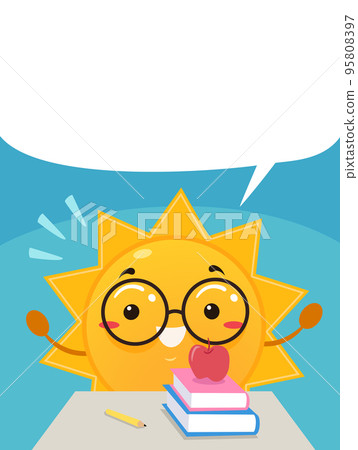 Mascot Sun Student Speech Bubble Illustration Mascot Sun Student Speech Bubble Illustration 95808397