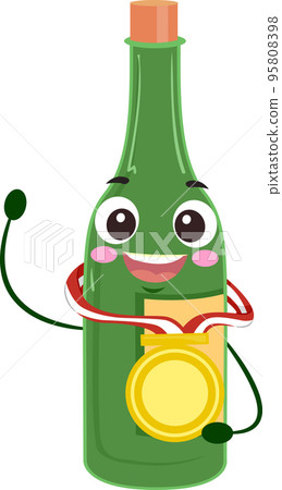 Mascot Wine Bottle Medal Illustration Mascot Wine Bottle Medal Illustration 95808398