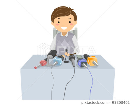 Stickman Teen Boy Press Conference Illustration Stickman Teen Boy Press Conference Illustration 95808401