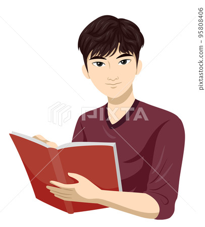 Teen Guy Asian Read Book Illustration Teen Guy Asian Read Book Illustration 95808406