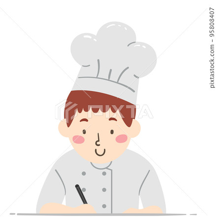 Teen Boy Chef Write Illustration Teen Boy Chef Write Illustration 95808407