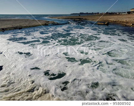 Discharge water into the Caspian Sea. Discharge water into the Caspian Sea. 95808502