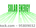 Green inscription "solar energy" word letters, caption. 95809032