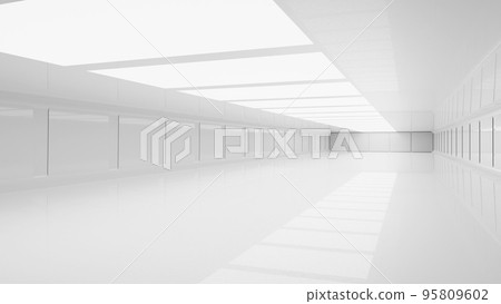 White futuristic tunnel leading to light. White futuristic tunnel leading to light. 95809602