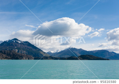 Navigation on Argentino lake, Patagonia landscape, Argentina Navigation on Argentino lake, Patagonia landscape, Argentina 95810380