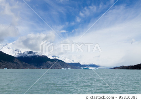 Upsala Glacier view from Argentino lake, Patagonia landscape, Argentina Upsala Glacier view from Argentino lake, Patagonia landscape, Argentina 95810383