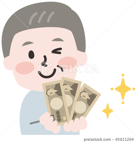 Illustration of senior man with money 95811204