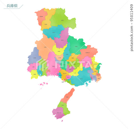 水彩風格地圖兵庫縣 水彩風格地圖兵庫縣 95811409