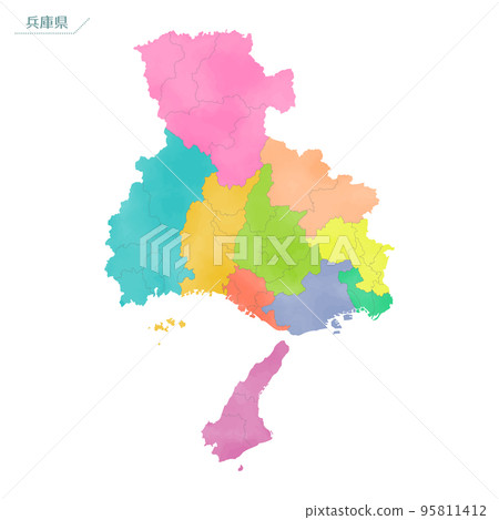 Watercolor-style map Hyogo Prefecture - Stock Illustration [95811412 ...