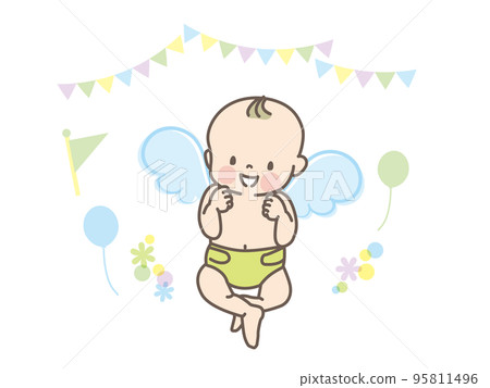 Angel baby illustration material _ whole body 95811496