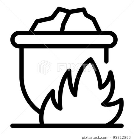 Metallurgy on fire pot icon. Outline metallurgy on fire pot vector icon for web design isolated on white background Metallurgy on fire pot icon. Outline metallurgy on fire pot vector icon for web design isolated on white background 95812893