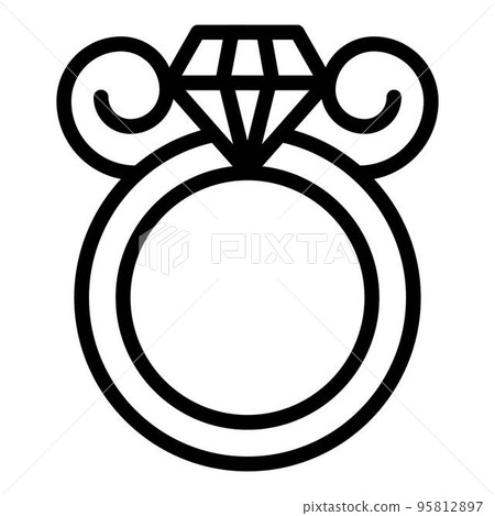 Metallurgy diamond ring icon. Outline metallurgy diamond ring vector icon for web design isolated on white background Metallurgy diamond ring icon. Outline metallurgy diamond ring vector icon for web design isolated on white background 95812897