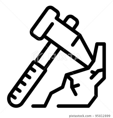 Metallurgy pick axe working icon. Outline metallurgy pick axe working vector icon for web design isolated on white background Metallurgy pick axe working icon. Outline metallurgy pick axe working vector icon for web design isolated on white background 95812899
