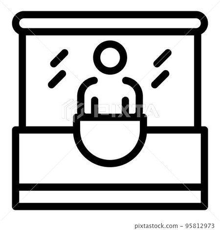 Bus ticket buy kiosk icon. Outline bus ticket buy kiosk vector icon for web design isolated on white background Bus ticket buy kiosk icon. Outline bus ticket buy kiosk vector icon for web design isolated on white background 95812973