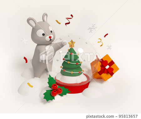 Happy winter holidays - colorful 3D style illustration 95813657