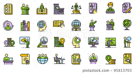 Internship icons set. Outline set of internship vector icons thin line color flat on white Internship icons set. Outline set of internship vector icons thin line color flat on white 95813703