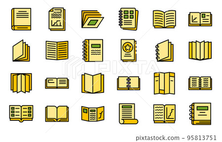 Catalogue icons set. Outline set of catalogue vector icons thin line color flat on white 95813751