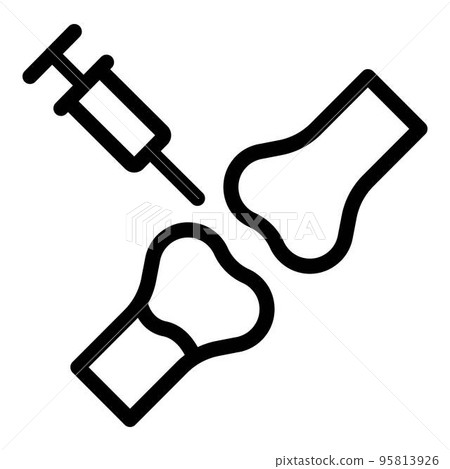 Syringe knee injection icon. Outline syringe knee injection vector icon for web design isolated on white background 95813926