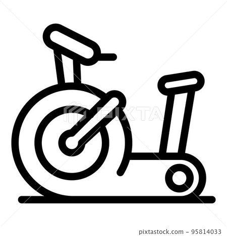 Gym exercise bike icon. Outline gym exercise bike vector icon for web design isolated on white background Gym exercise bike icon. Outline gym exercise bike vector icon for web design isolated on white background 95814033