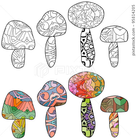 Vector Illustration of balance made of decorative stones for coloring pages. Color and outline set. 95814205