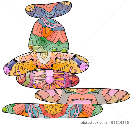 Vector Illustration of balance made of colored stones. 95814226
