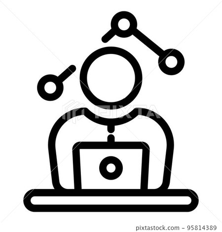 Laptop modern trader icon. Outline laptop modern trader vector icon for web design isolated on white background 95814389