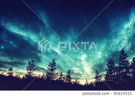 Christmas Starry Sky Scene 3D illustration 95814553