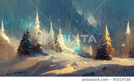 Christmas icy snow with snowflakes 3D illustration Christmas icy snow with snowflakes 3D illustration 95814586