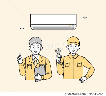 Male electrician doing air conditioning installation illustration of air conditioning work 95815264