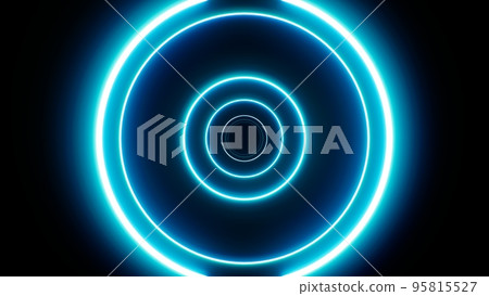 Various Thicknesses Multiple Cyan Color Circle Light Overlay Background 95815527