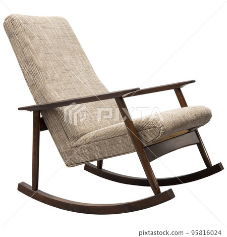 Old Vintage rocking chair isolated on white 95816024
