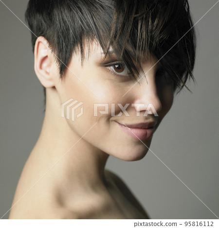 beautiful stylish girl with trendy modern hairstyle beautiful stylish girl with trendy modern hairstyle 95816112
