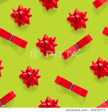 Seamless regular creative Christmas pattern with New Year decorations. xmas Modern Seamless pattern made from christmas decorations. green background Seamless regular creative Christmas pattern with New Year decorations. xmas Modern Seamless pattern made from christmas decorations. green background 95816773