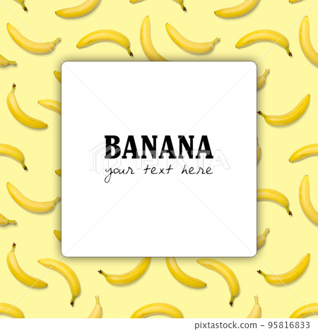 Creative Layout with bananas over a yellow background. Top view. 95816833