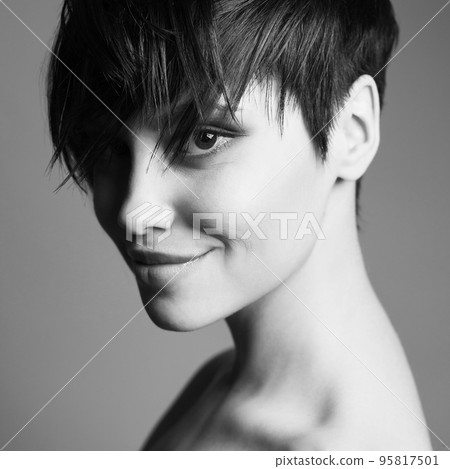 beautiful stylish girl with trendy modern hairstyle beautiful stylish girl with trendy modern hairstyle 95817501