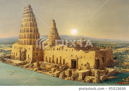 Ancient Babylon with Babel tower 95818686