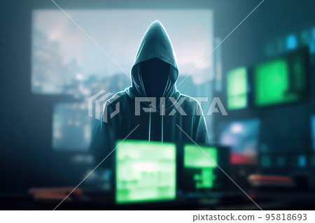 Hacker in hood 95818693