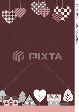 情人節背景素材心巧克力北歐風格的房子街景 95818971