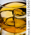 Glass of whisky with ice cubes, close-up shot 95819040