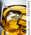 Glass of whisky with ice cubes, close-up shot 95819042