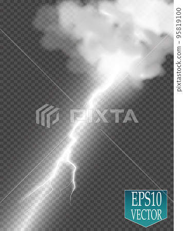 Storm with Lightning isolated on transparent background. 95819100