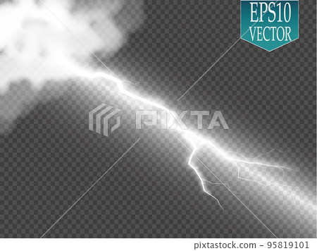 Storm with Lightning isolated on transparent background. 95819101