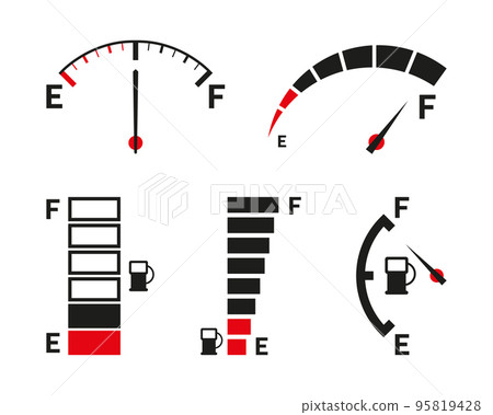Fuel gauge. Full tank. Car dashboard. Flat style illustration Fuel gauge. Full tank. Car dashboard. Flat style illustration 95819428