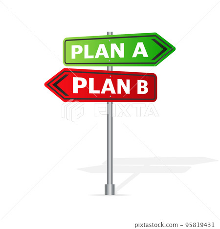 Plan b red color and plan a green color on door sign. Plan b red color and plan a green color on door sign. 95819431