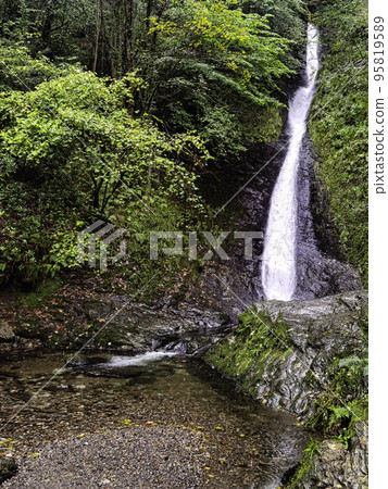 Whitelady waterfall in rain - Lydford Gorge, Dartmoor National Park, Devon, United Kingdom Whitelady waterfall in rain - Lydford Gorge, Dartmoor National Park, Devon, United Kingdom 95819589