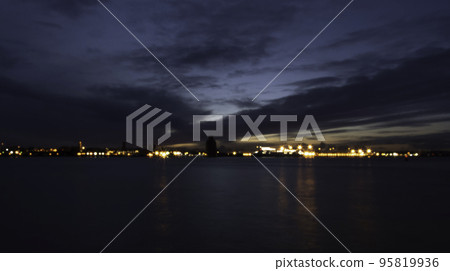 River Mersey and Birkenhead by night - Liverpool, United Kingdom River Mersey and Birkenhead by night - Liverpool, United Kingdom 95819936