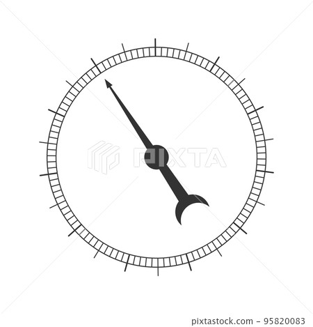 Round graphic scale of navigation or level measuring tool with arrow. 360 degree template of barometer, compass, manometer, pressure meter 95820083