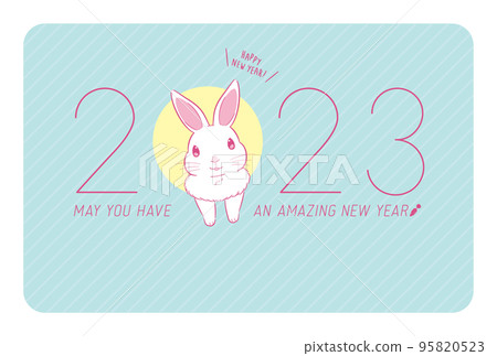 2023 New Year's card striped rabbit 95820523